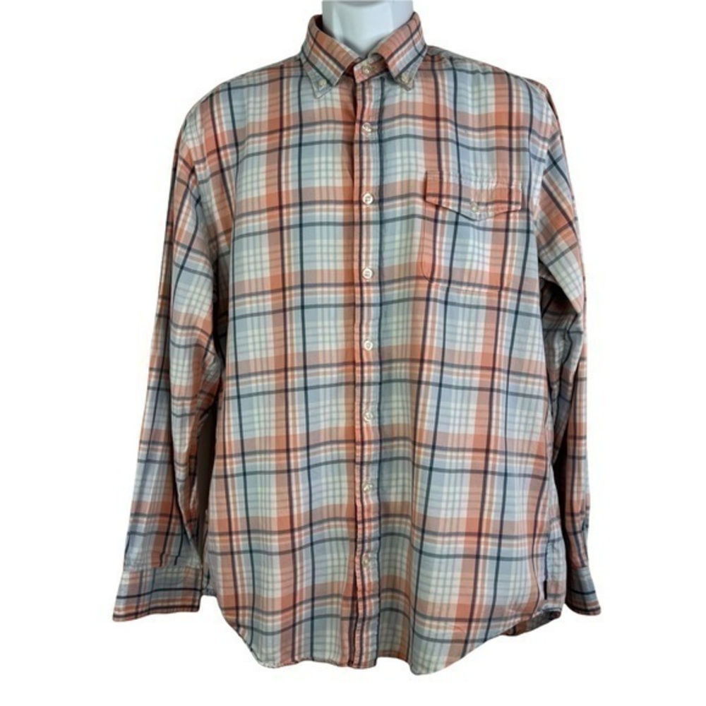 Vineyard Vines Men Casual Shirt Plaid Orange Sz L